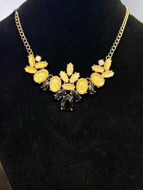Gold-tone Yellow & Black Statement Bib Necklace